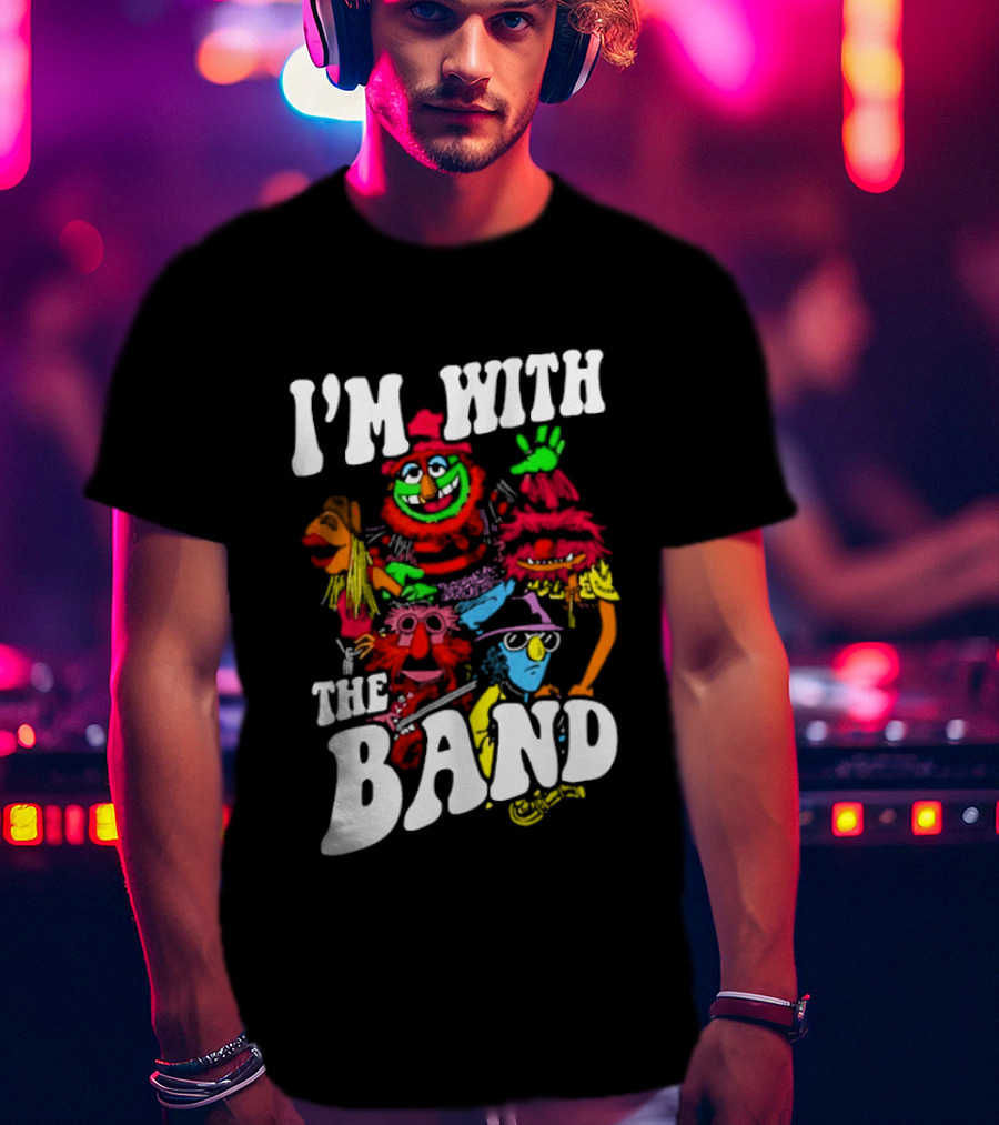 I'm With The Band Muppet Characters Colorful Collage T-Shirt