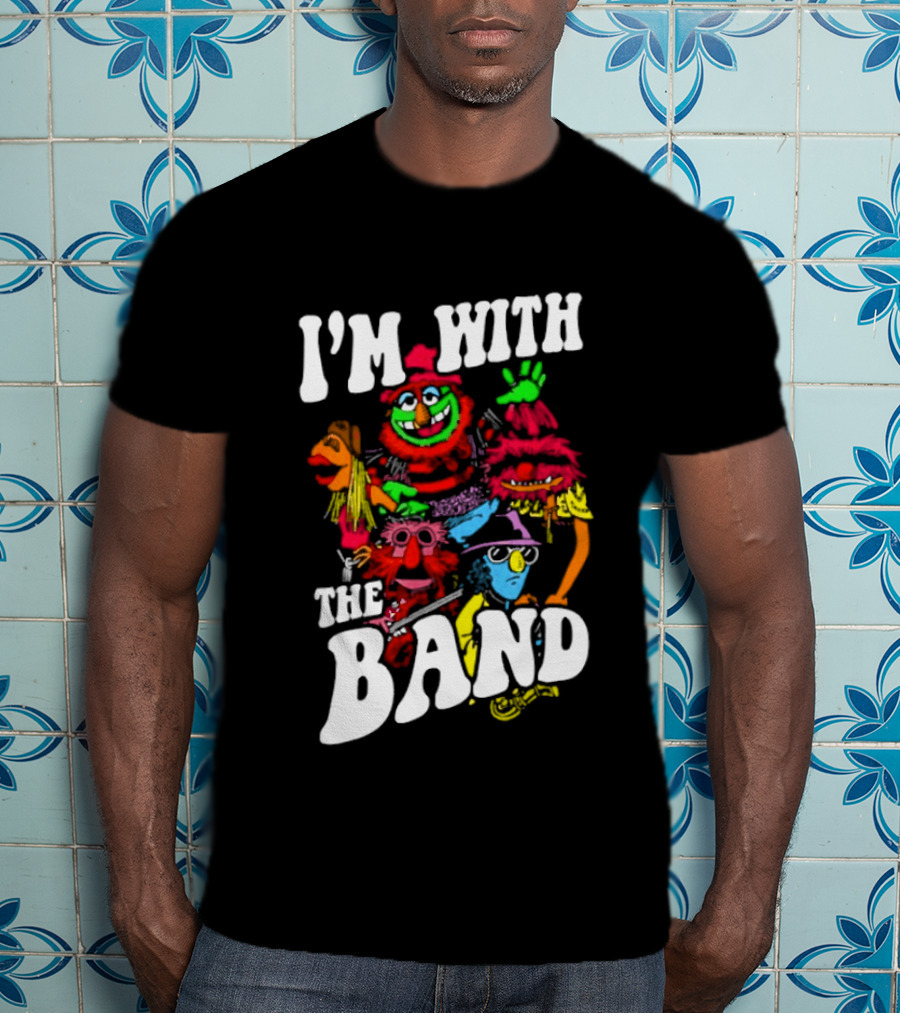 I'm With The Band Muppet Characters Colorful Collage T-Shirt