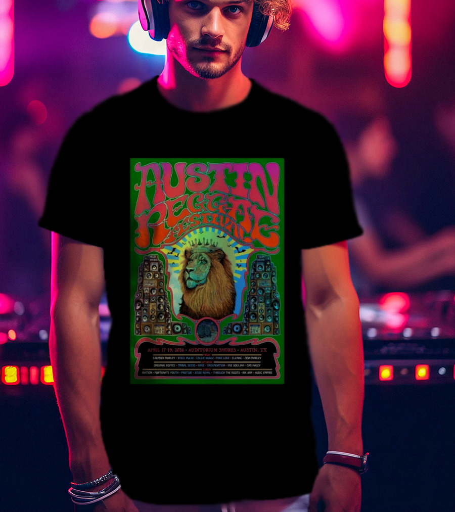 Austin Reggae Festival 2026 Auditorium Shores Stephen Marley Ziggy Marley Iration Jesse Royal Fortunate Youth T-Shirt