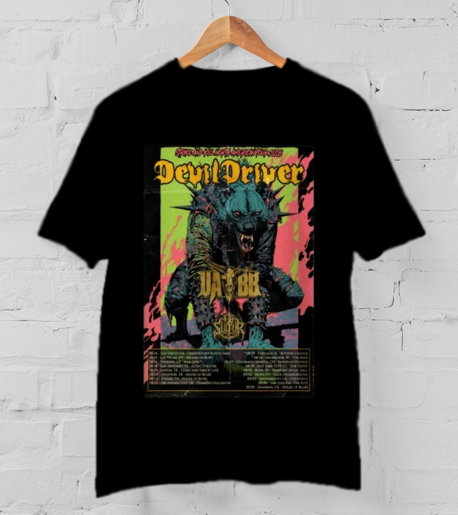 DevilDriver Strike And Kill North American Tour 2026 Dates Locations Monster T-Shirt