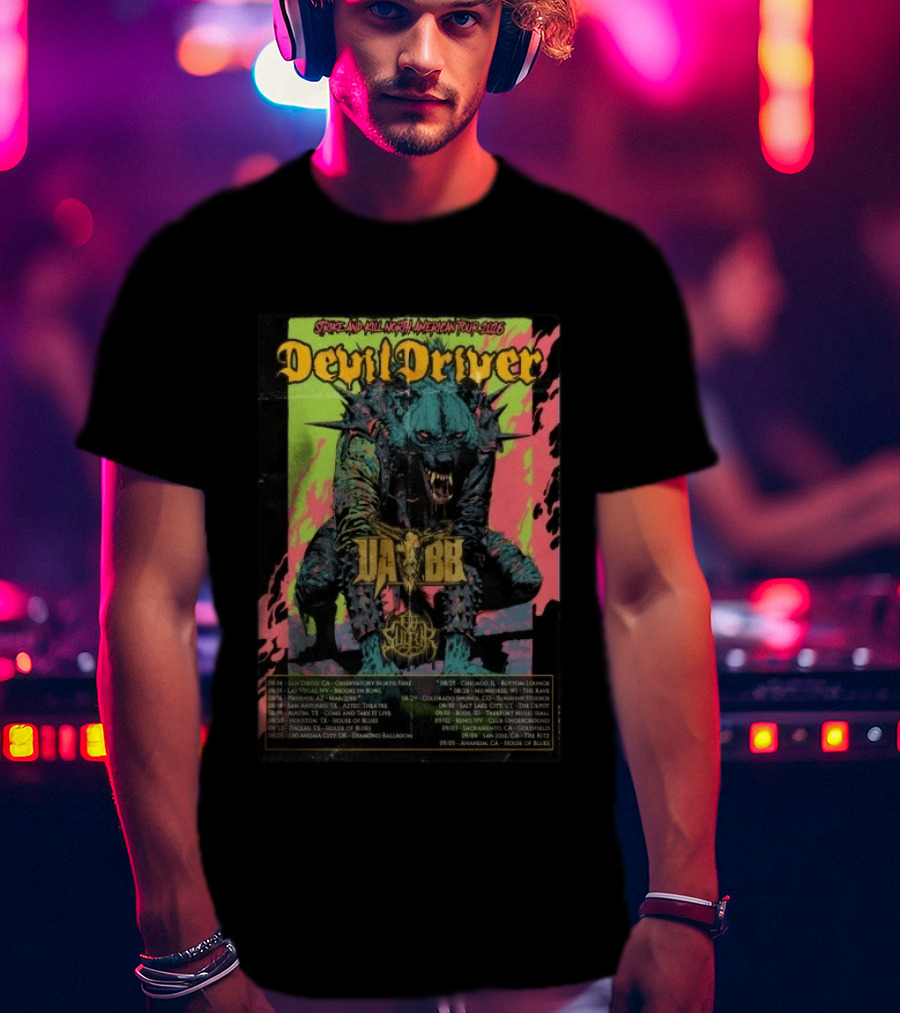 DevilDriver Strike And Kill North American Tour 2026 Dates Locations Monster T-Shirt