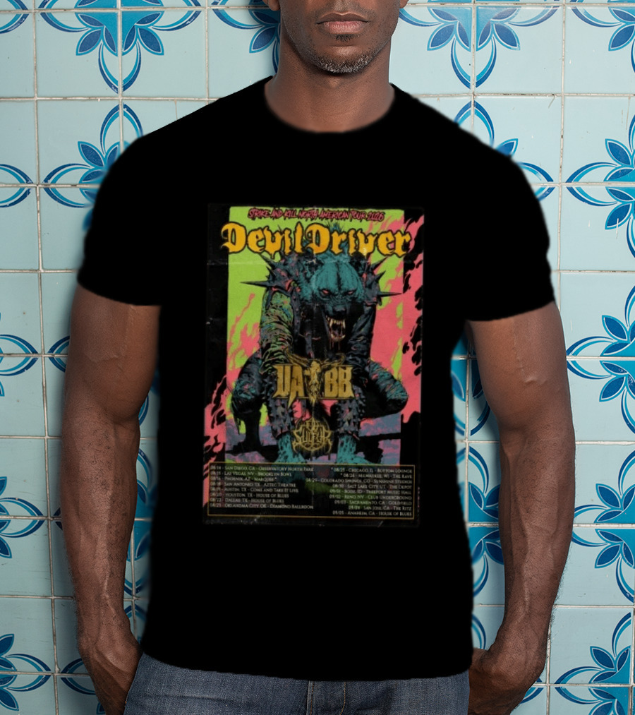 DevilDriver Strike And Kill North American Tour 2026 Dates Locations Monster T-Shirt