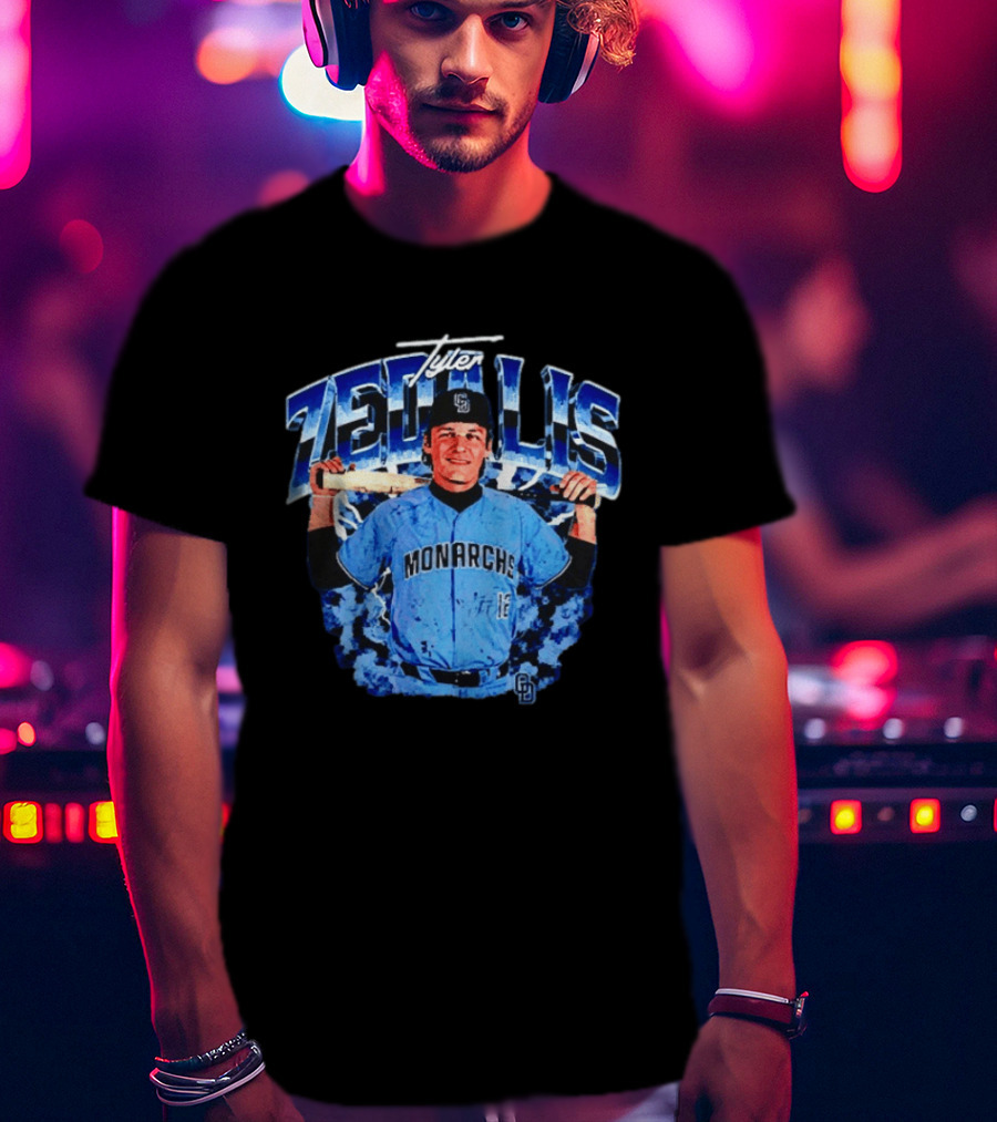 Tyler Zedalis Monarchs Baseball Player Blue Jersey T-Shirt