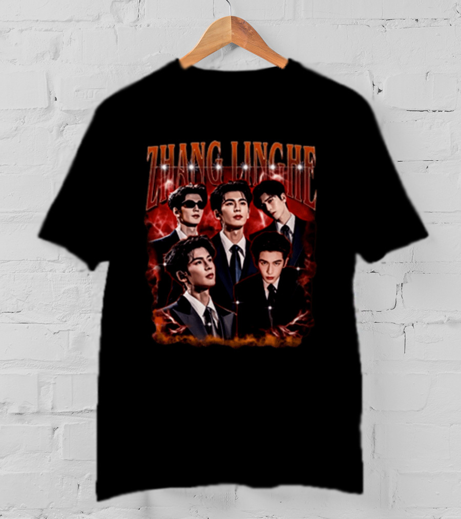 Zhang Linghe CDrama Actor Dramatic Red Lightning T-Shirt