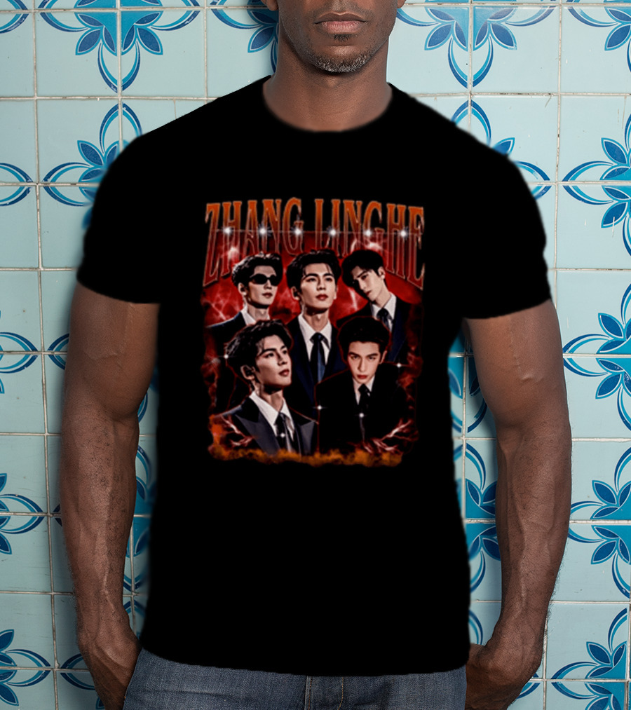 Zhang Linghe CDrama Actor Dramatic Red Lightning T-Shirt