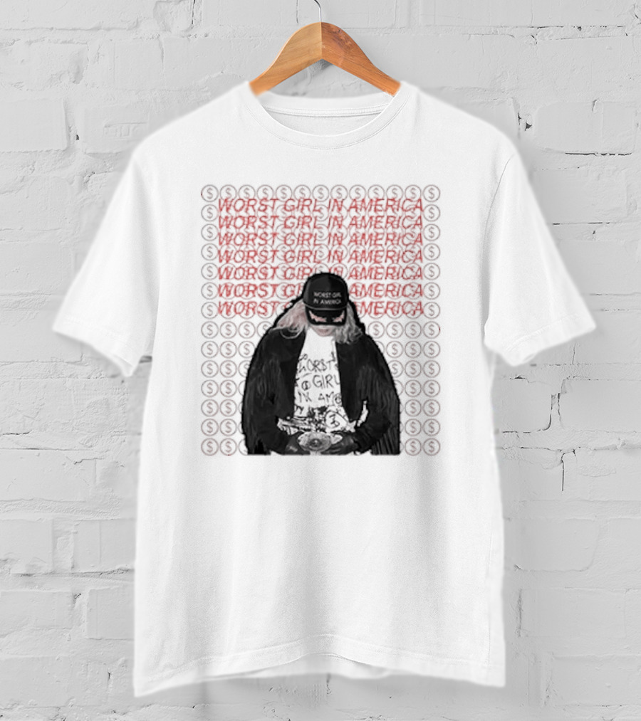 Slayyyter Worst Girl In America Black And White Goth Punk Style Red T-Shirt
