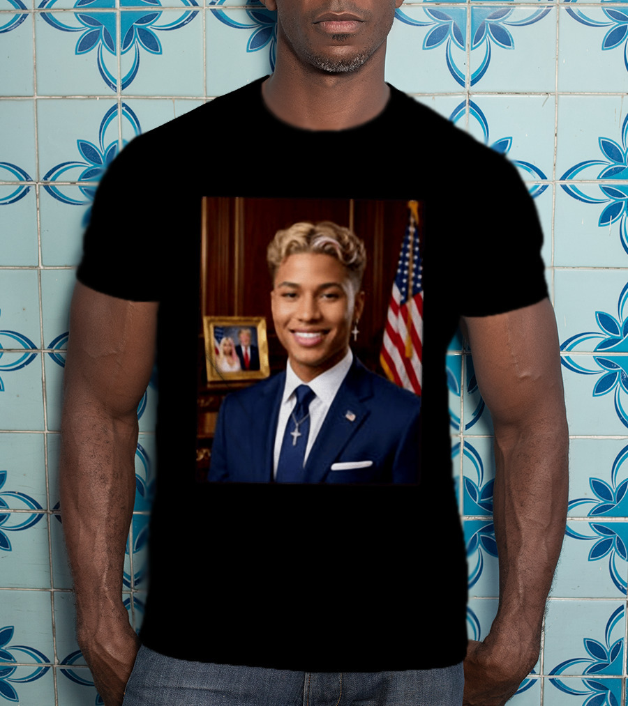 Kenzo J. Trump 2026 Presidential Portrait With USA Flag And Photo Frame T-Shirt