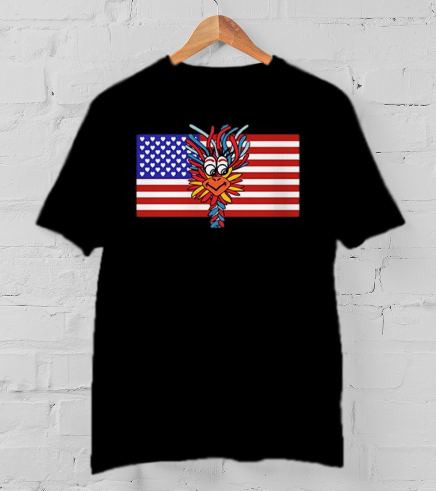 Patriotic Gooney Bird American Flag Hearts And Stripes T-Shirt