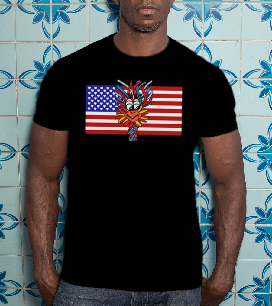 Patriotic Gooney Bird American Flag Hearts And Stripes T-Shirt