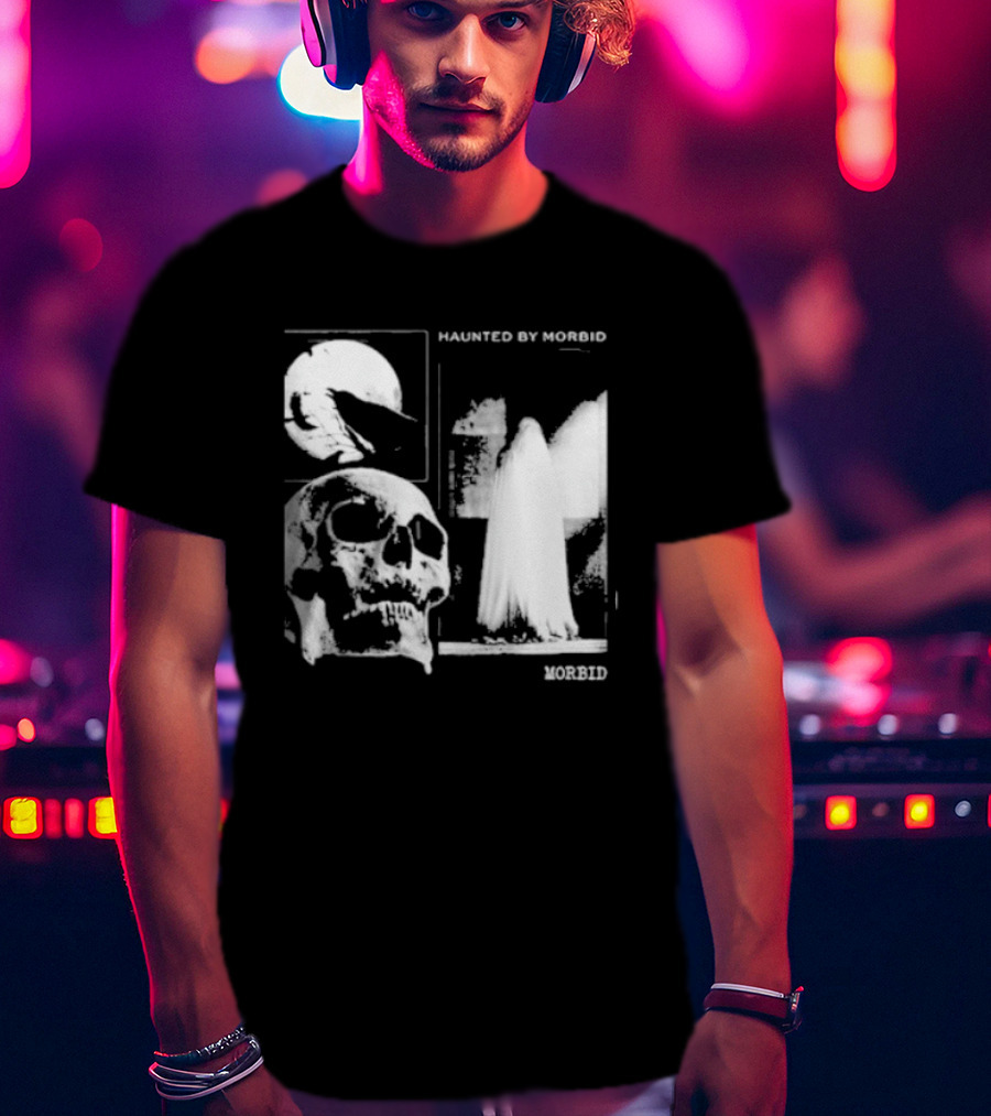 Haunted By Morbid Skull And Ghost Imagery Morbid Podcast T-Shirt