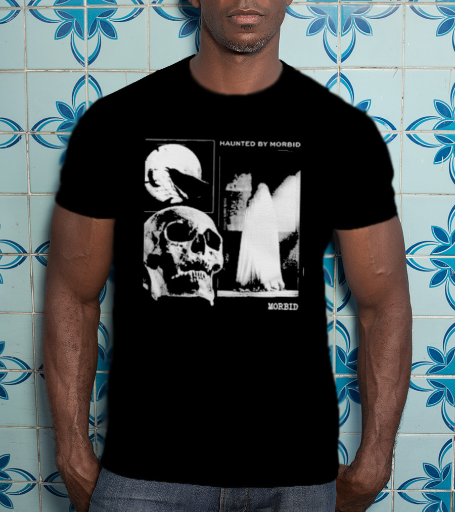 Haunted By Morbid Skull And Ghost Imagery Morbid Podcast T-Shirt