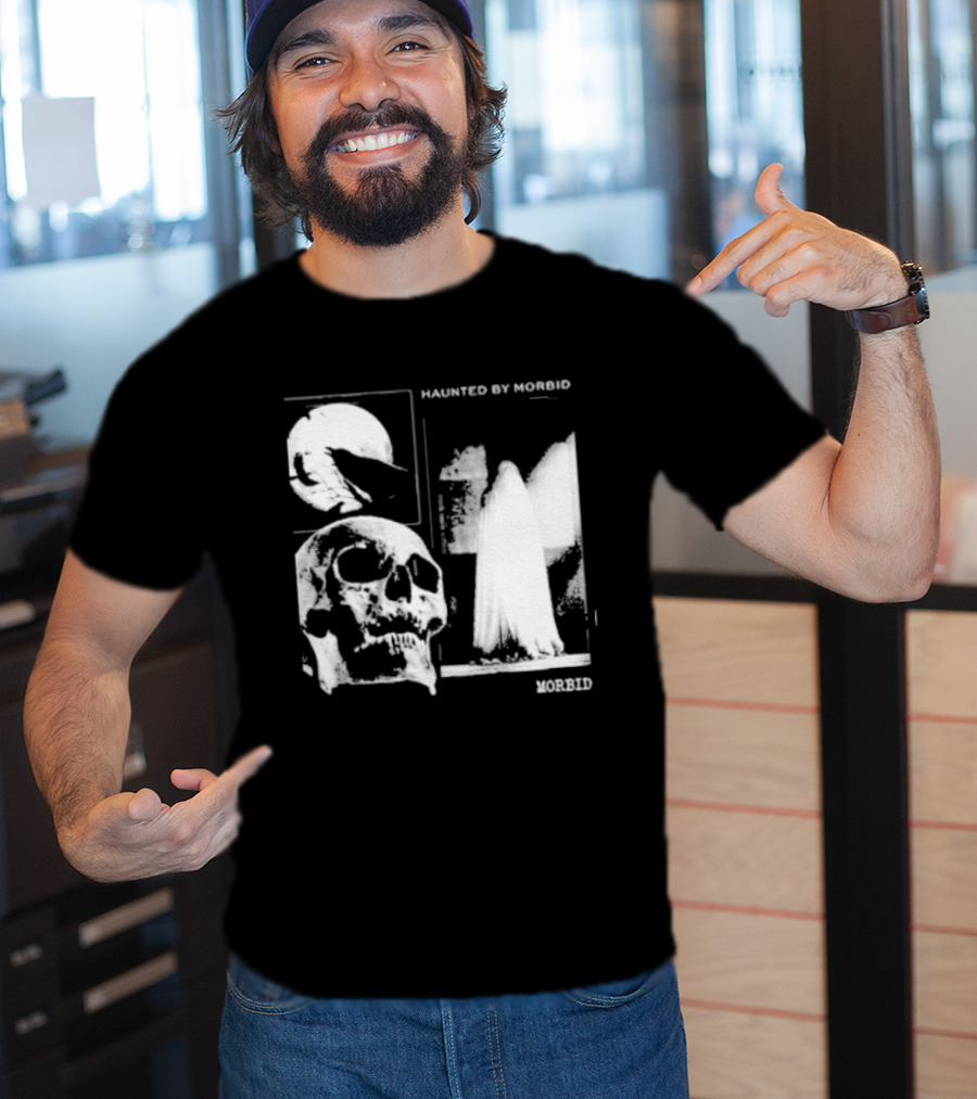 Haunted By Morbid Skull And Ghost Imagery Morbid Podcast T-Shirt