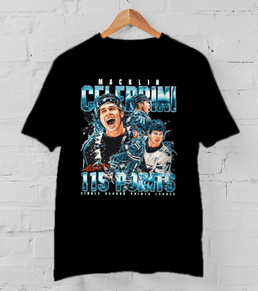 Macklin Celebrini 115 Points San Jose Sharks #71 Collage T-Shirt