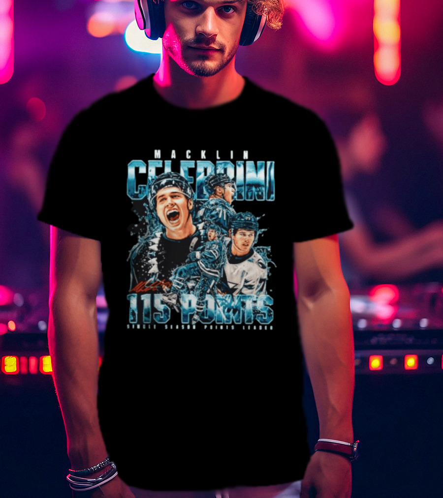 Macklin Celebrini 115 Points San Jose Sharks #71 Collage T-Shirt