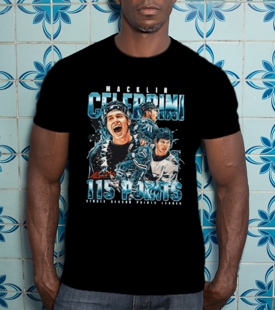 Macklin Celebrini 115 Points San Jose Sharks #71 Collage T-Shirt