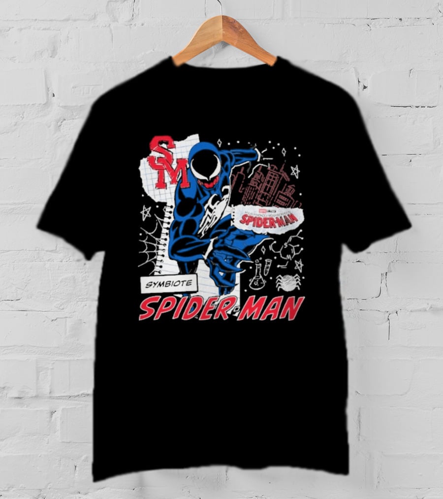 Marvel Symbiote Spider Man Sketch SM Spiderman In City Scene T-Shirt