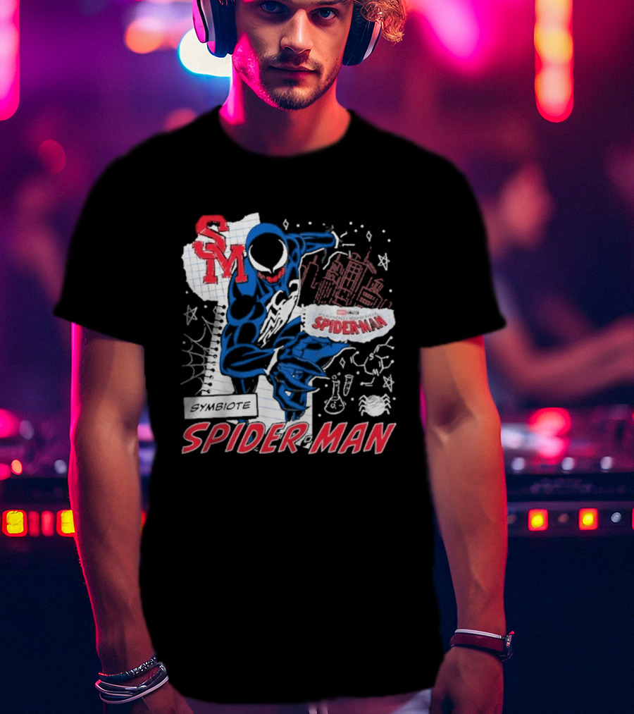Marvel Symbiote Spider Man Sketch SM Spiderman In City Scene T-Shirt