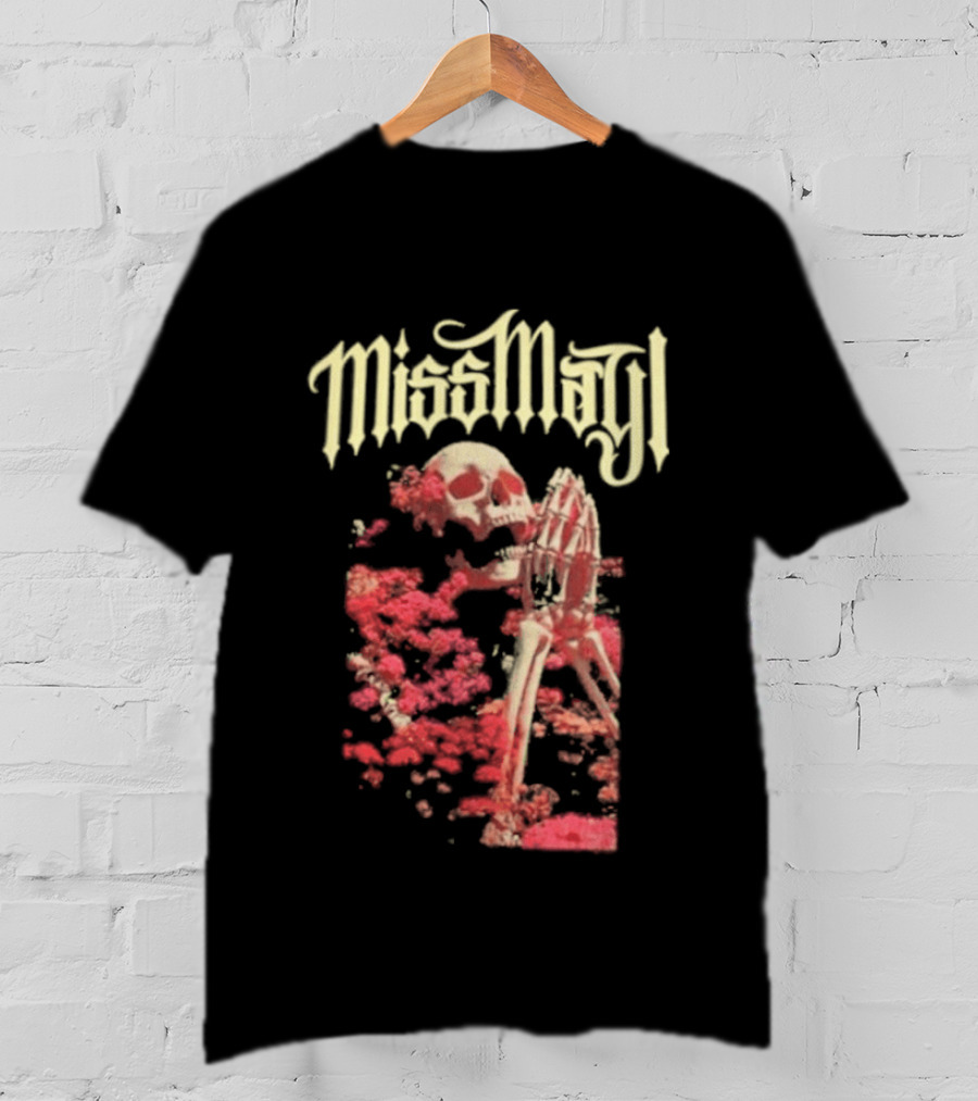 Miss May I Pray For Silence Skeleton Red Flowers T-Shirt