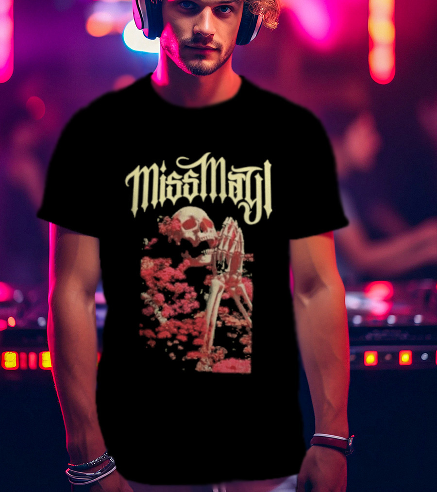 Miss May I Pray For Silence Skeleton Red Flowers T-Shirt