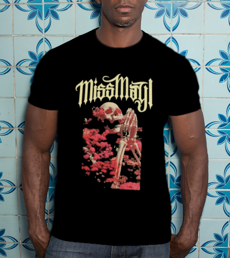 Miss May I Pray For Silence Skeleton Red Flowers T-Shirt