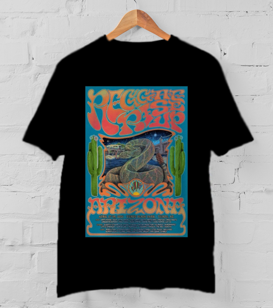 Reggae Rise Up Arizona Festival 2026 Tempe Beach Park April 17 19 Lineup Rebelution Damian Marley Trevor Hall Atmosphere T-Shirt