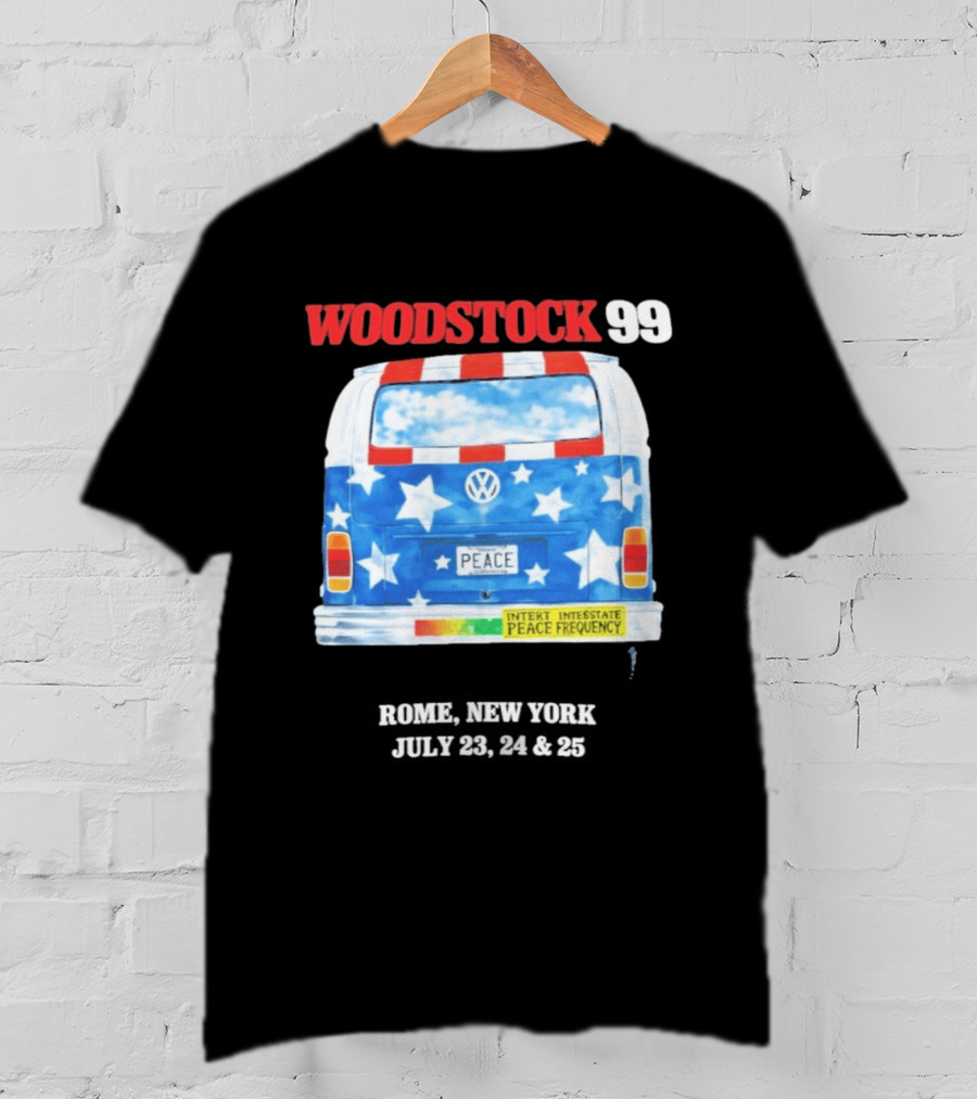 Woodstock 99 Something Very Bad Is Going To Happen Peace Frequency VW Van T-Shirt