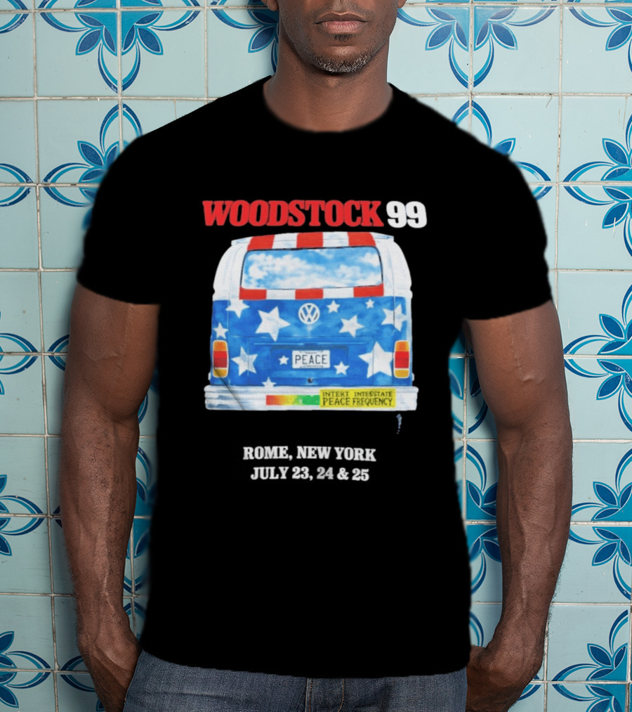 Woodstock 99 Something Very Bad Is Going To Happen Peace Frequency VW Van T-Shirt