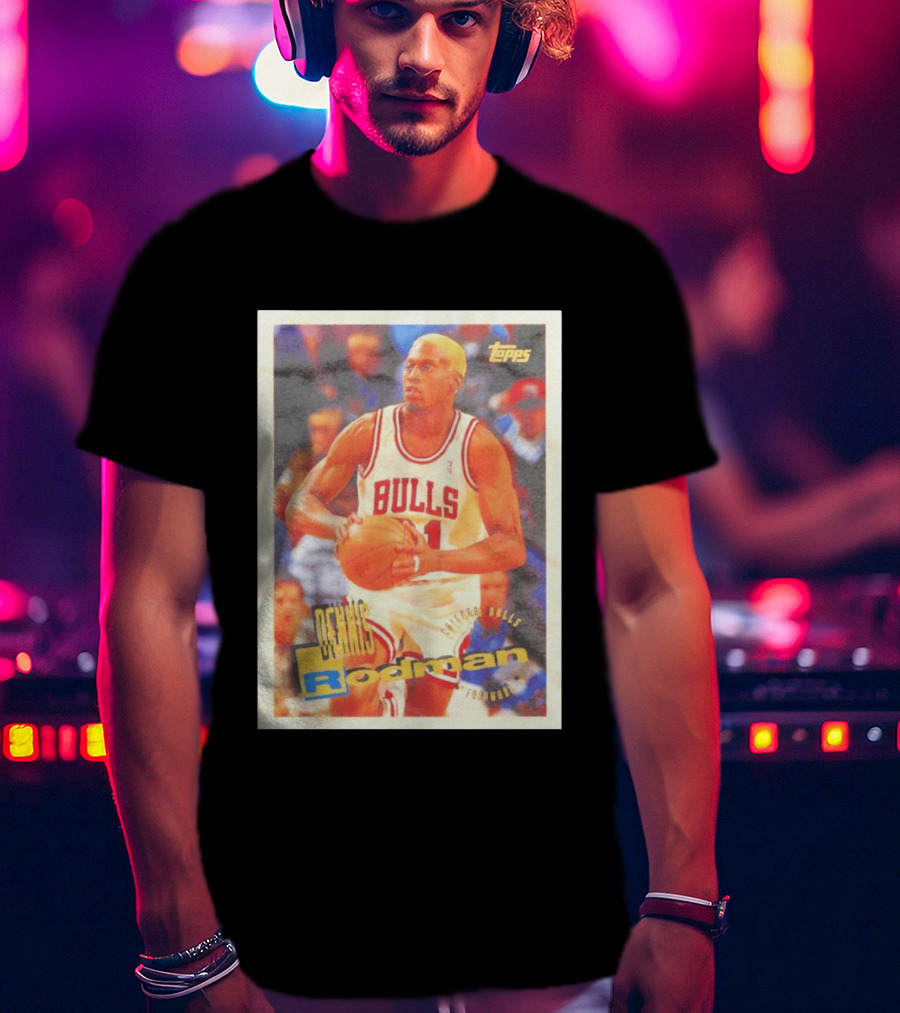 Dennis Rodman Chicago Bulls Topps Card NBA Forward T-Shirt