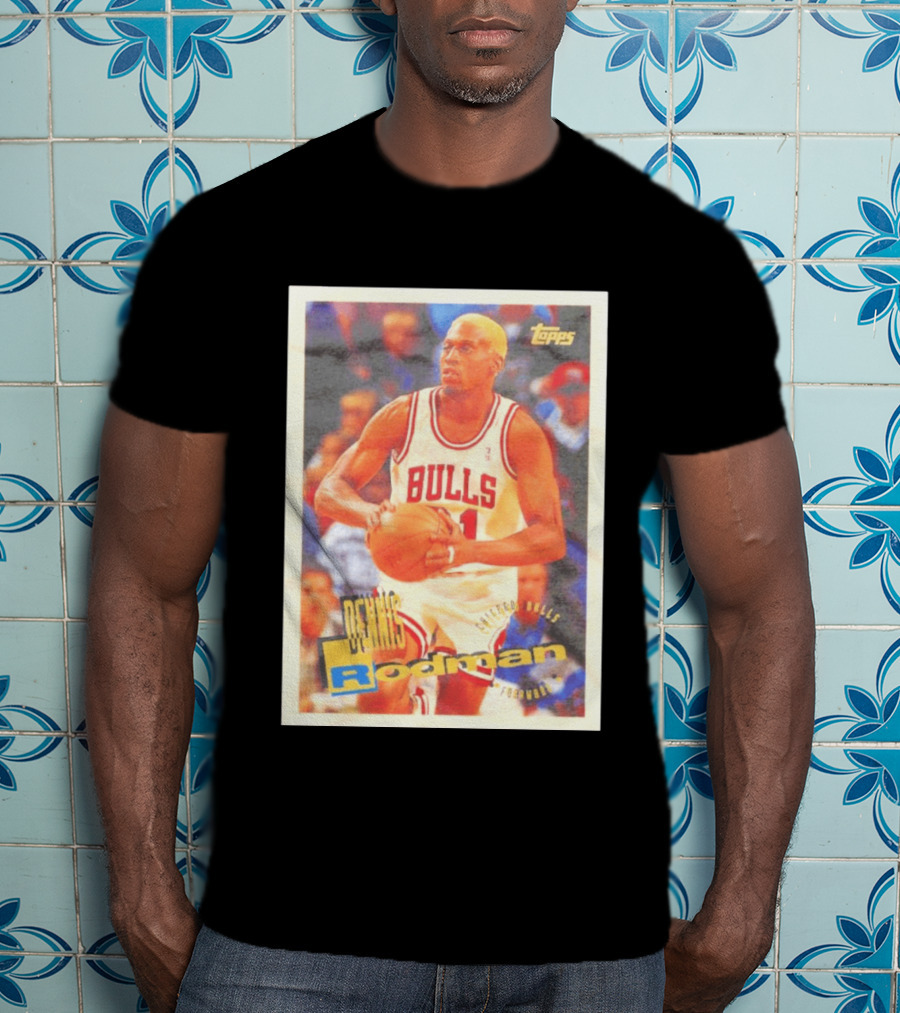 Dennis Rodman Chicago Bulls Topps Card NBA Forward T-Shirt