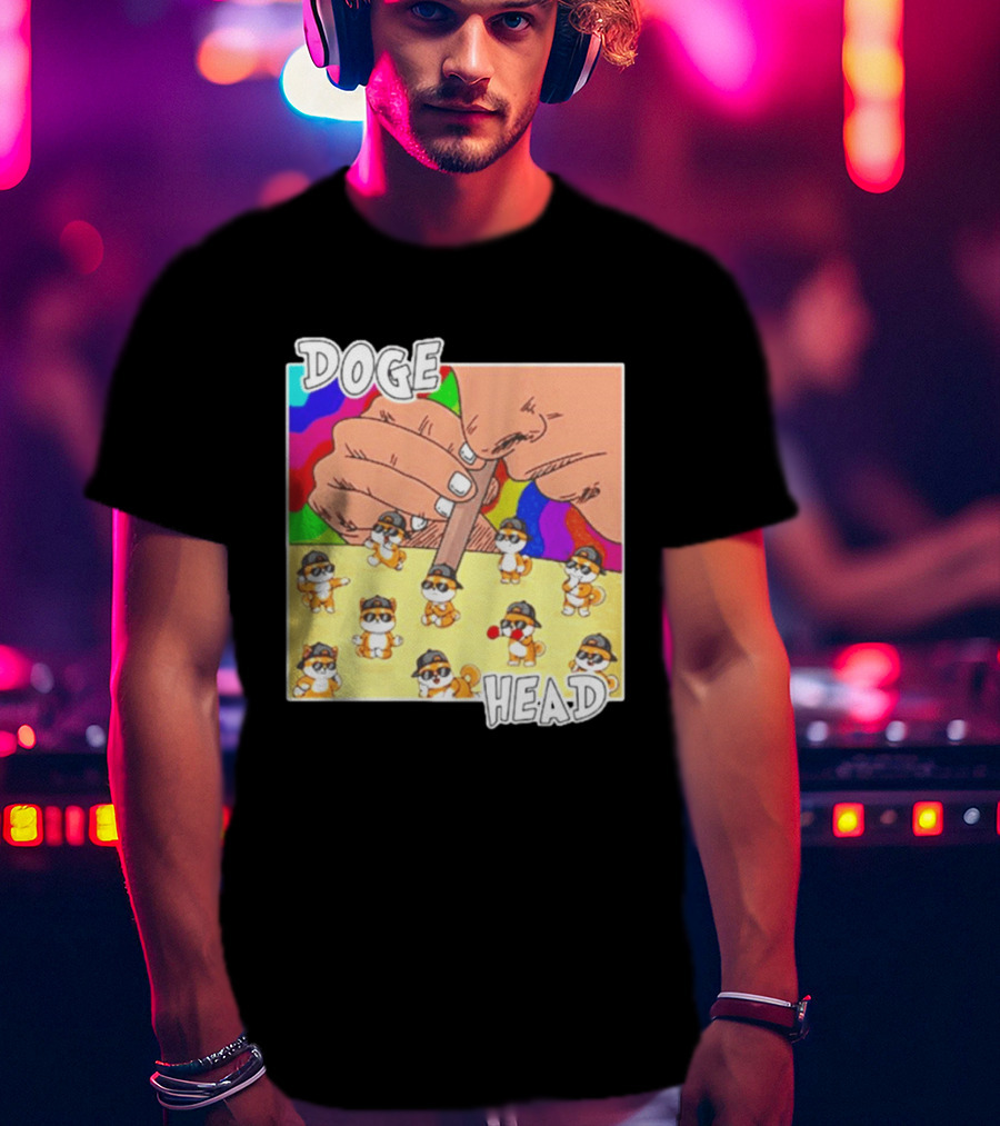 Doge Head Meme Cartoon With Dogs And Sunglasses T-Shirt