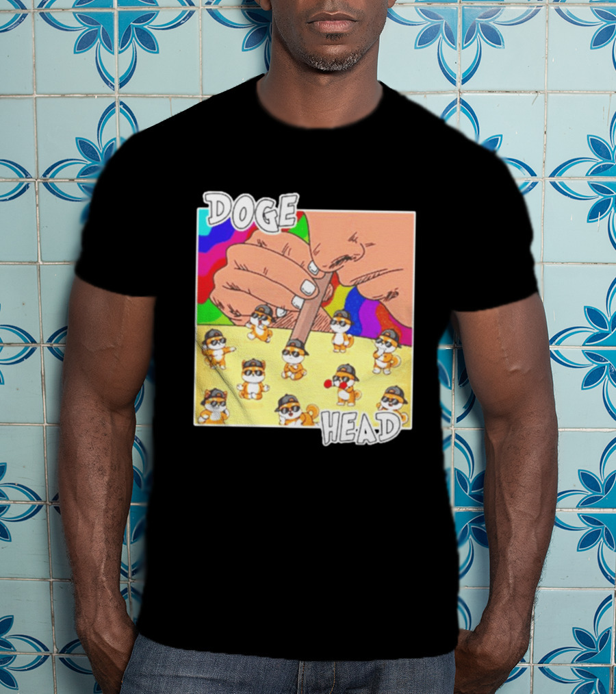 Doge Head Meme Cartoon With Dogs And Sunglasses T-Shirt