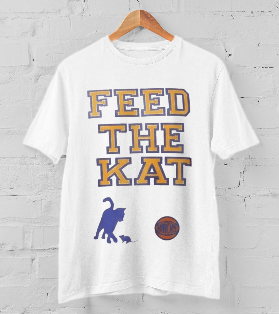 Feed The Kat Knicks Logo Basketball Cat T-Shirt