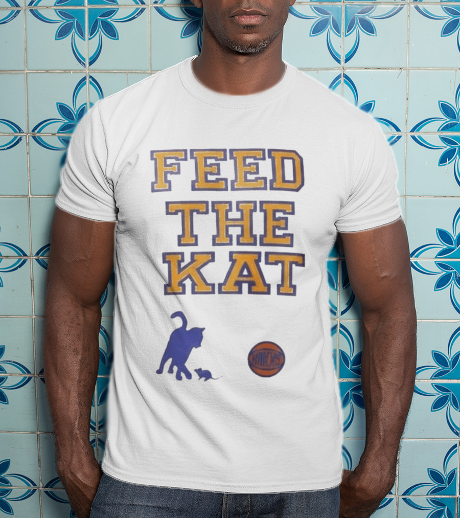 Feed The Kat Knicks Logo Basketball Cat T-Shirt