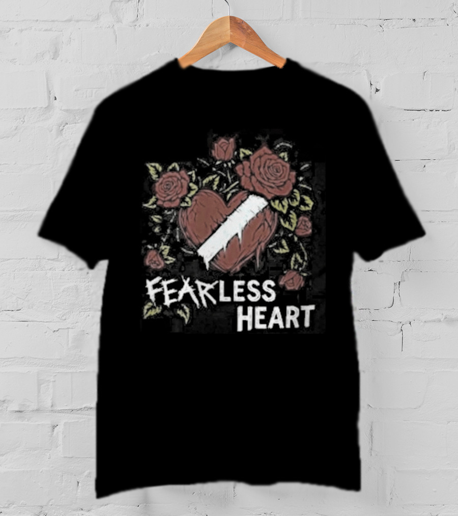 Fearless Heart Pink Roses And Yellow Leaves T-Shirt