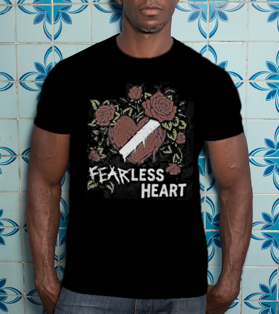Fearless Heart Pink Roses And Yellow Leaves T-Shirt