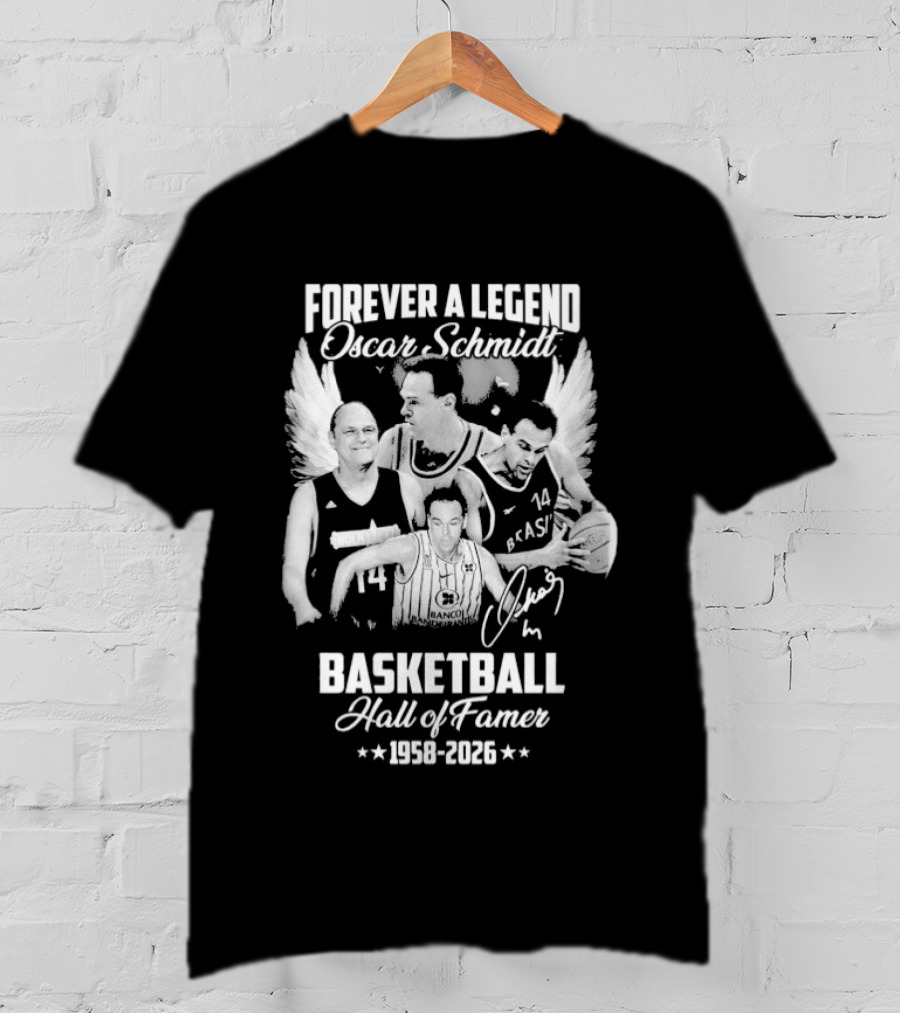 Forever A Legend Oscar Schmidt Basketball Hall Of Famer 1958 2026 Winged T-Shirt