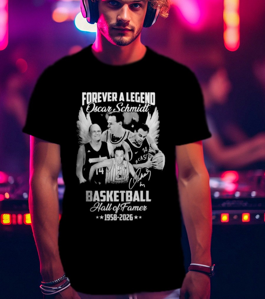 Forever A Legend Oscar Schmidt Basketball Hall Of Famer 1958 2026 Winged T-Shirt