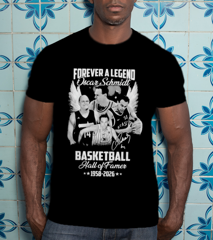 Forever A Legend Oscar Schmidt Basketball Hall Of Famer 1958 2026 Winged T-Shirt