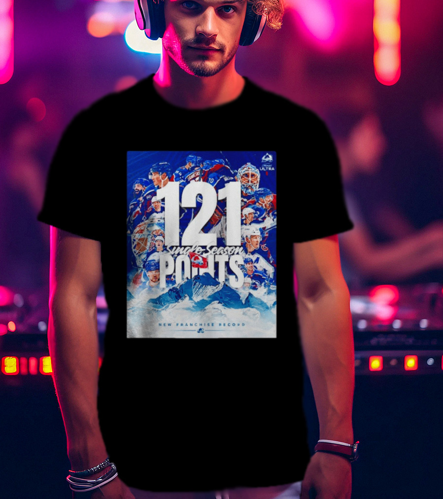 Colorado Avalanche 121 Single Season Points New Franchise Record T-Shirt