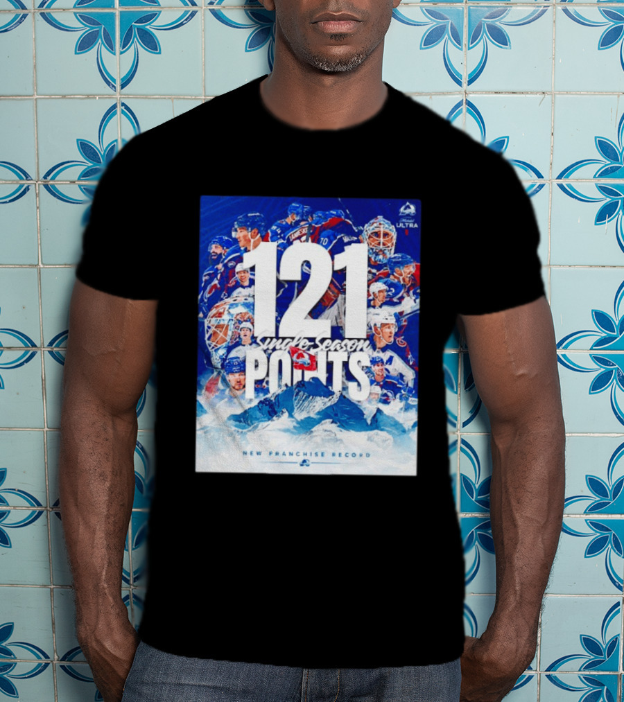 Colorado Avalanche 121 Single Season Points New Franchise Record T-Shirt