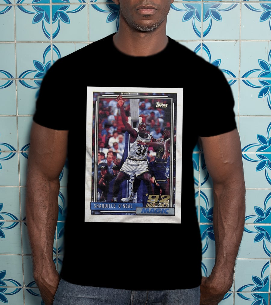 Shaquille O'Neal 1992 NBA Draft Pick Topps Card Orlando Magic T-Shirt