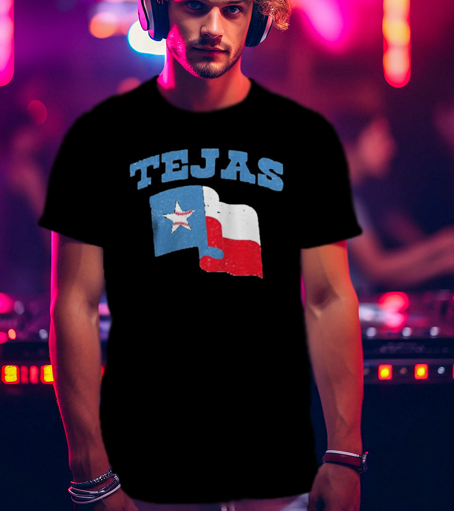 TEJAS Texas Flag With Baseball Star T-Shirt