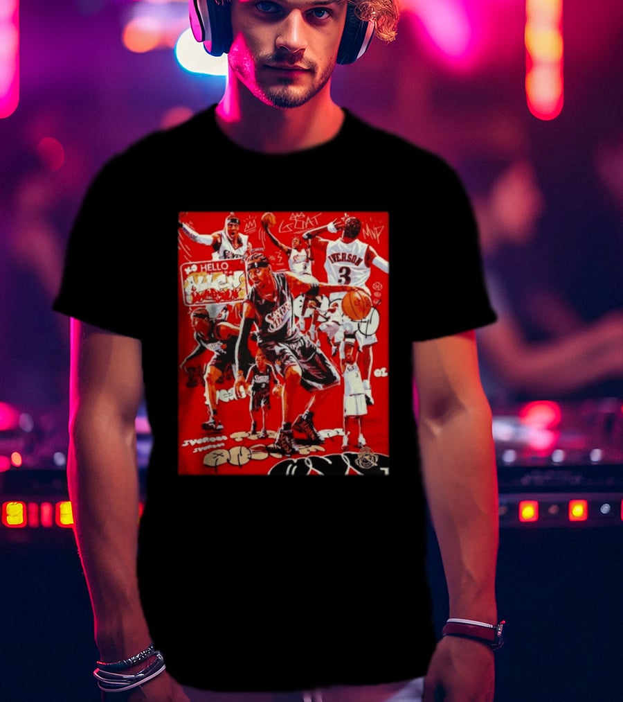 Allen Iverson Philadelphia 76ers NBA Hall Of Famer Iconic Collage 3 Jersey MVP Greatest 01 T-Shirt
