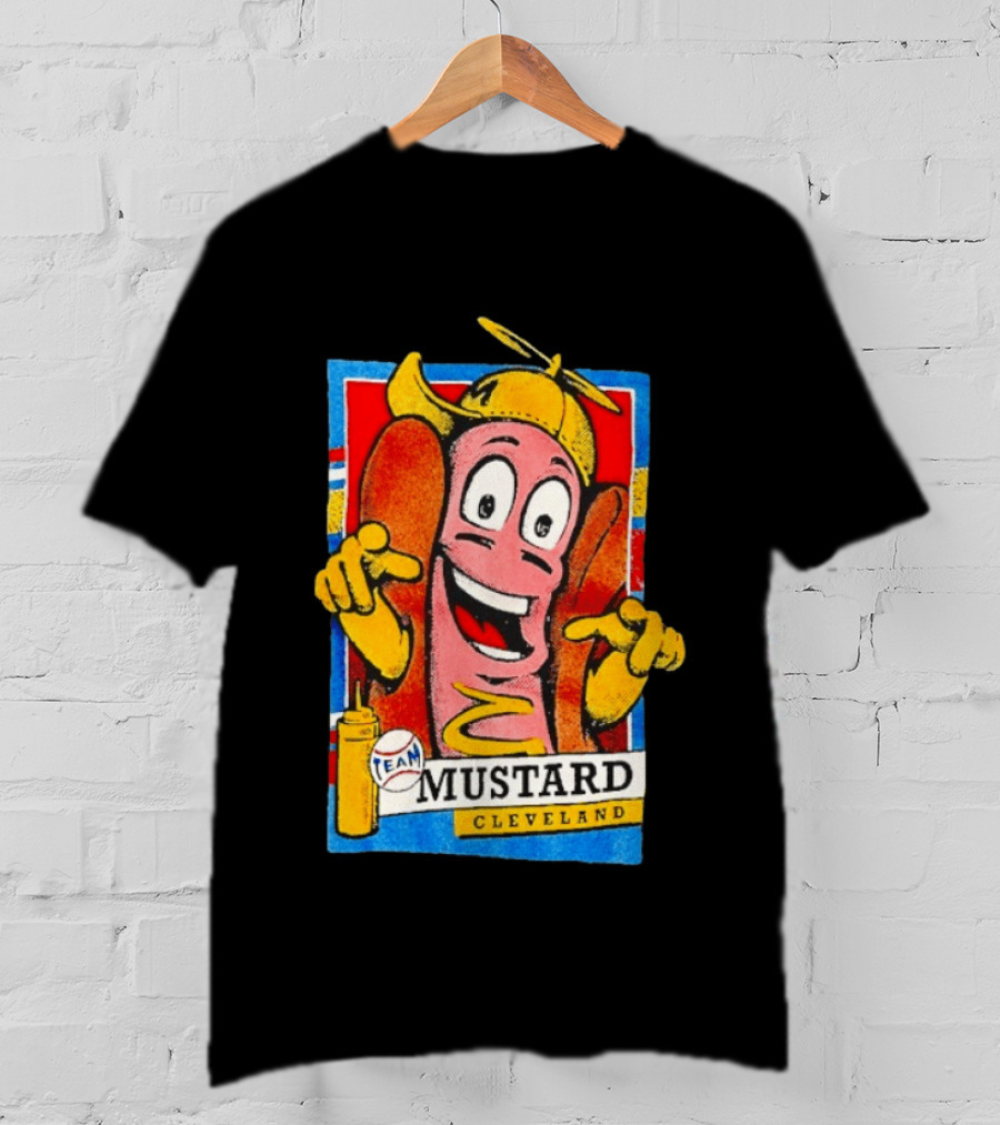 Cleveland Team Mustard Hot Dog Character Colorful T-Shirt