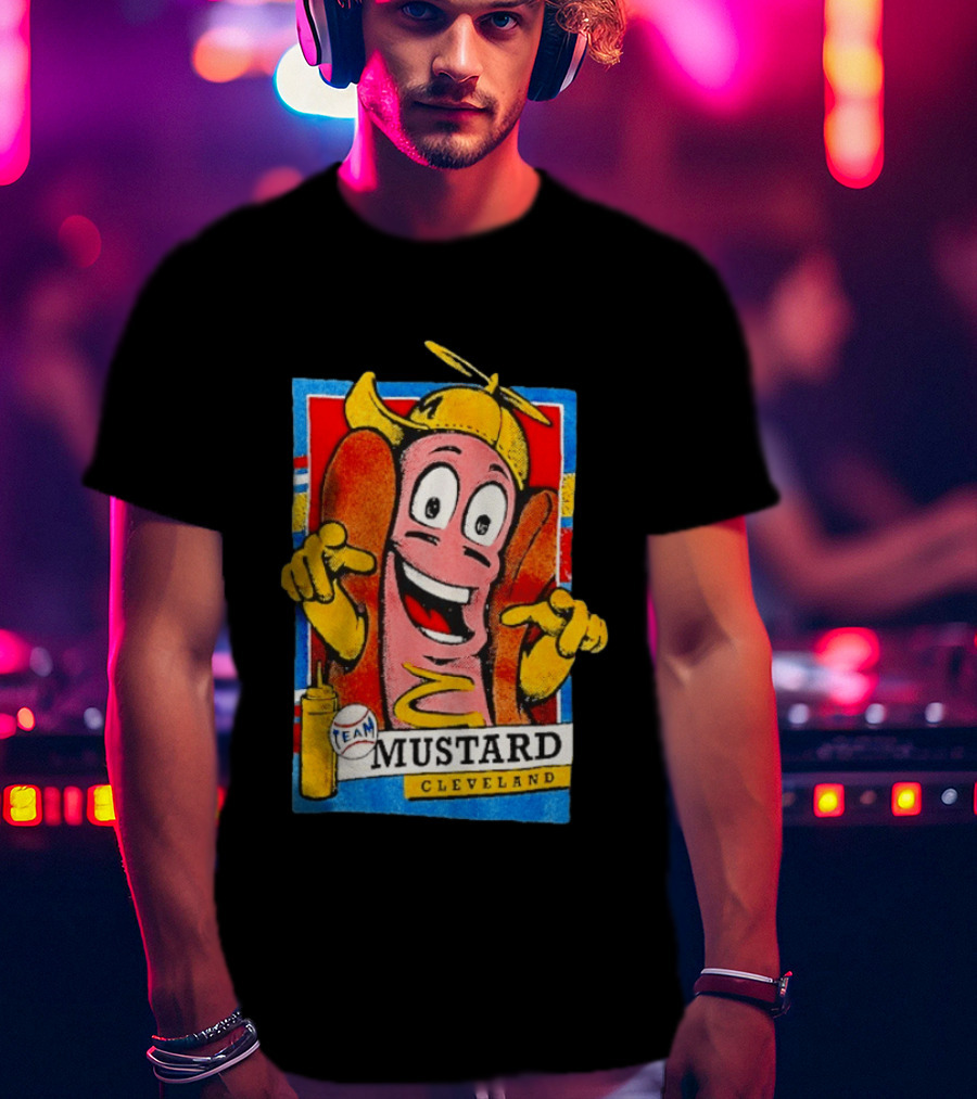 Cleveland Team Mustard Hot Dog Character Colorful T-Shirt
