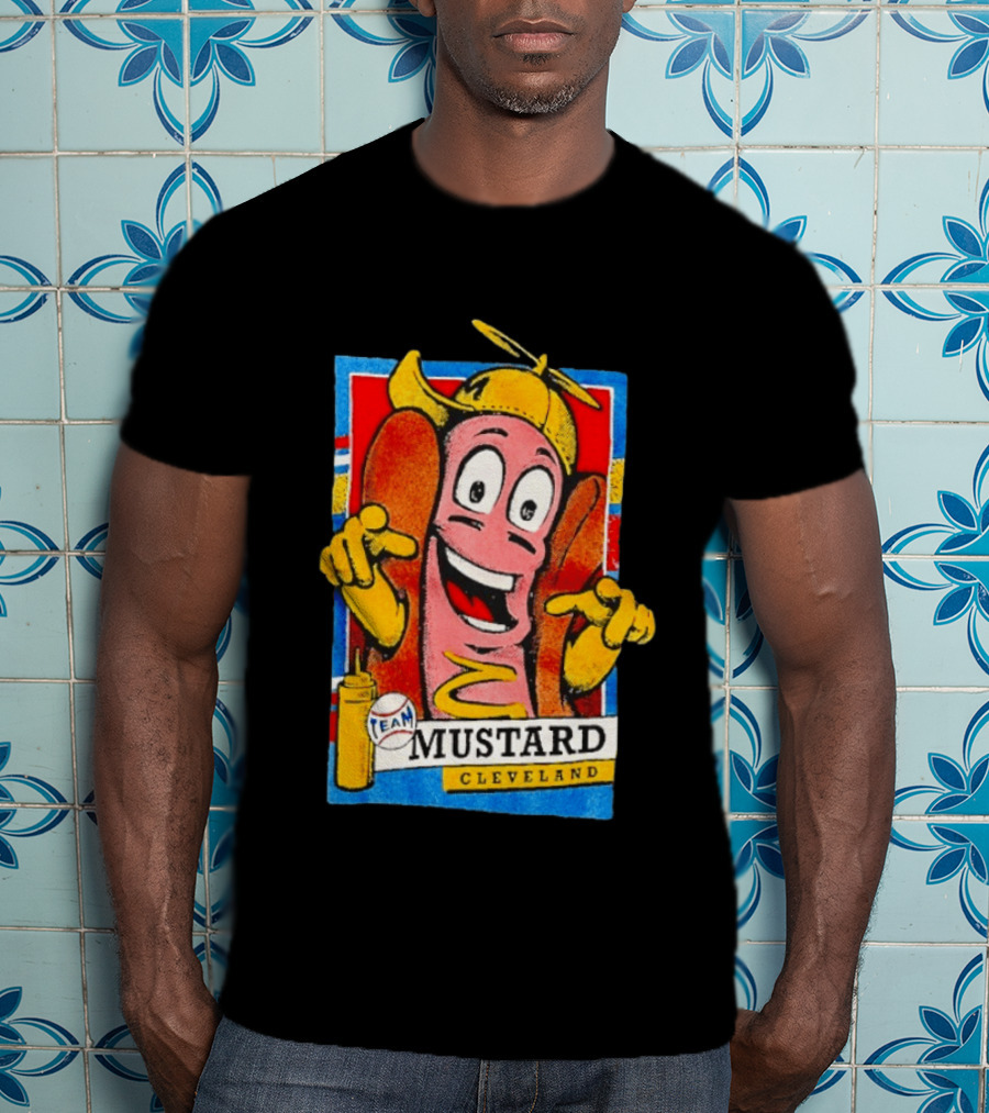 Cleveland Team Mustard Hot Dog Character Colorful T-Shirt