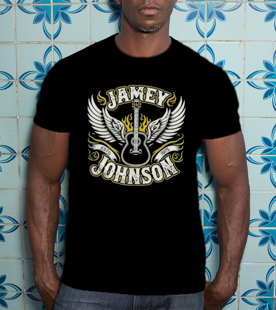 Jamey Johnson Guitar With Wings And Flames Est. 1975 T-Shirt
