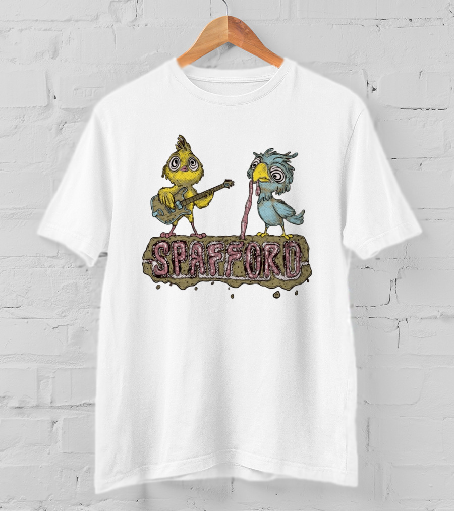 Spafford Birds Playing Guitar And Worm Microphone T-Shirt