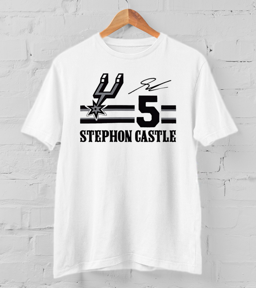 Stephon Castle San Antonio Spurs Number 5 NBA Team Signature T-Shirt