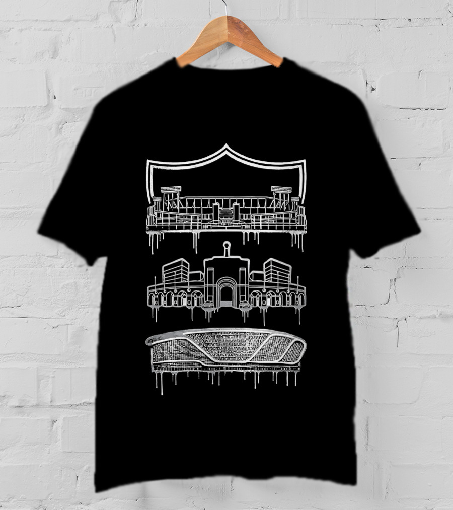 Las Vegas Raiders Home Is Where The Shield Is Flowing Paint Stadiums T-Shirt